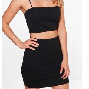 Women’s black top and skirt two piece set by boohoo